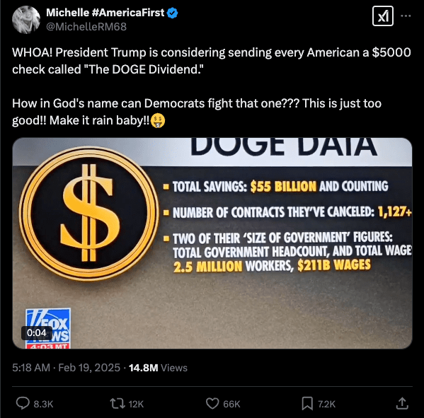 X post about DOGE dividends